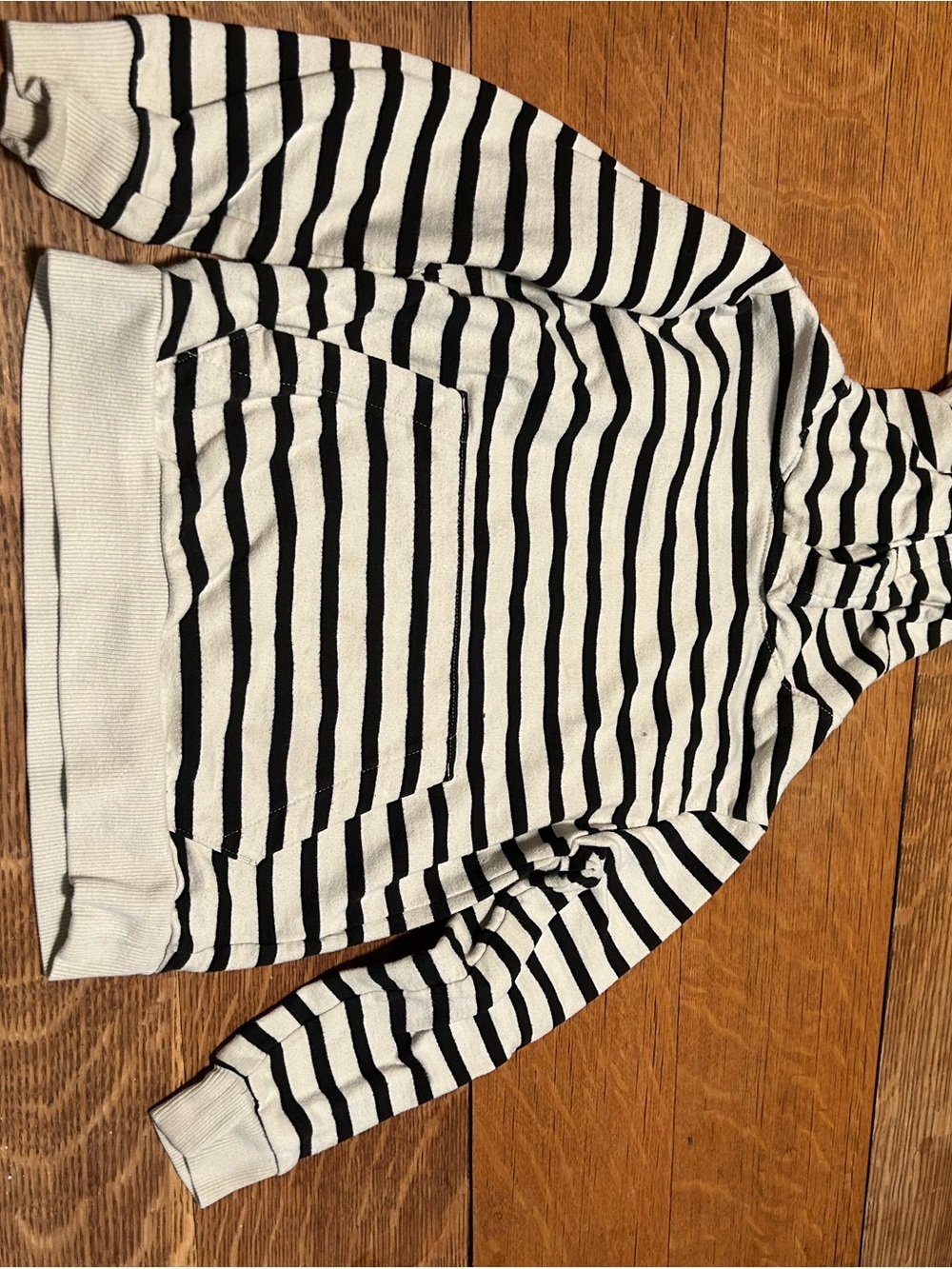 H&M Black & White Striped Hoodie Sweatshirt